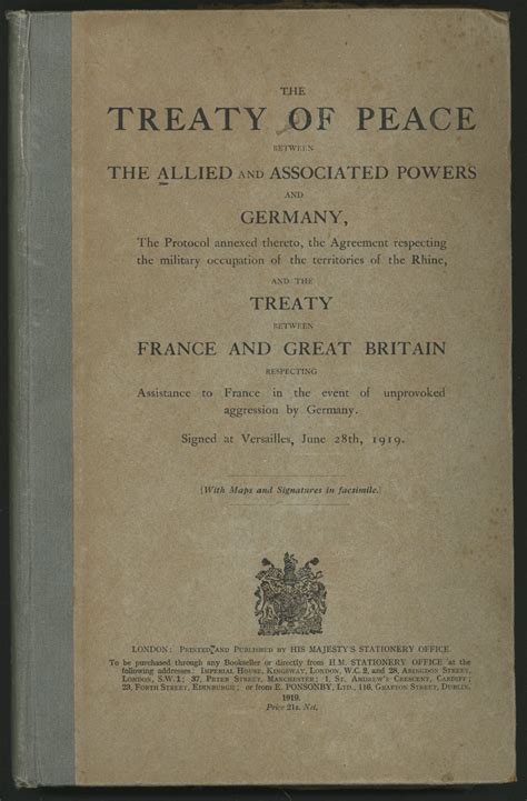 Traite De Paix Treaty Of Peace Between The Allied And Associated