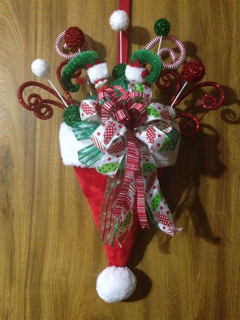 Christmas Santa Hat Door Hanger By Imaginedbydonna On Etsy Christmas