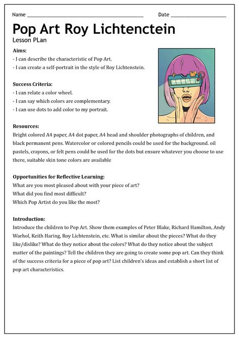 14 Best Images of Pop Art Worksheet - Art Worksheet Color Schemes, Pop