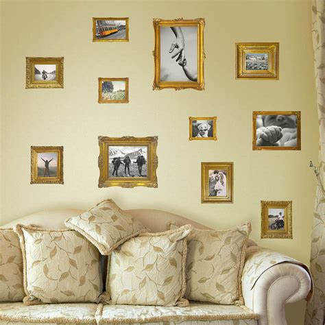 Photo frames set for wall #camerageek #photoframe. Gold Photo Frames Wall Stickers By The Binary Box ...