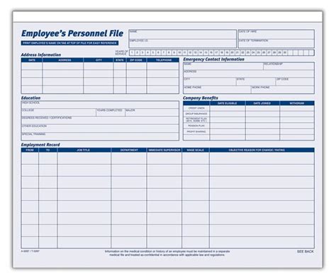Employee Personnel File Template Free Download Aashe