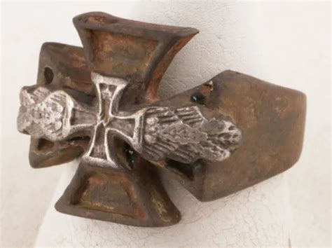 German Ring Iron Cross Germany Trench Art Wwii Ww1 Wwi Ww2 1914 1918 Veteran Oak 37 00 Picclick