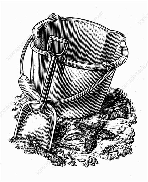 Engraving Of Seaside Bucket And Spade Stock Image C047 8402