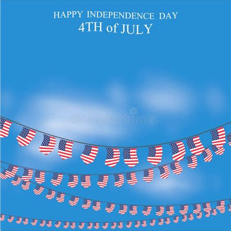 Happy Independence Day With Bunting Flag Stock Illustration