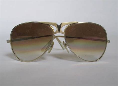 1970s Gold Aviators Vintage 70s Sunglasses Gold Tone Etsy Gold