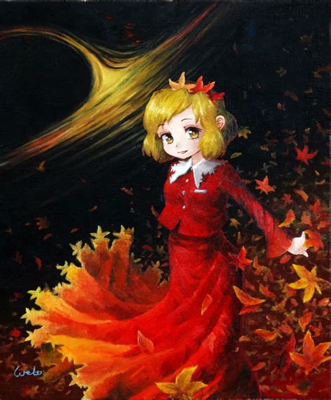 Safebooru 1girl Absurdres Aki Shizuha Artist Name Autumn Leaves Bangs Blonde Hair Ears