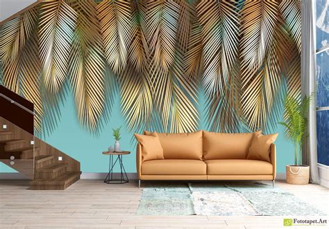Digital Wall Murals Tropical Leaves With 3d Effect3 Fototapetart