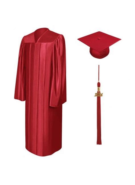 Birrete Toga Y Borla Rojo Brillante De Secundaria Graduation Cap And