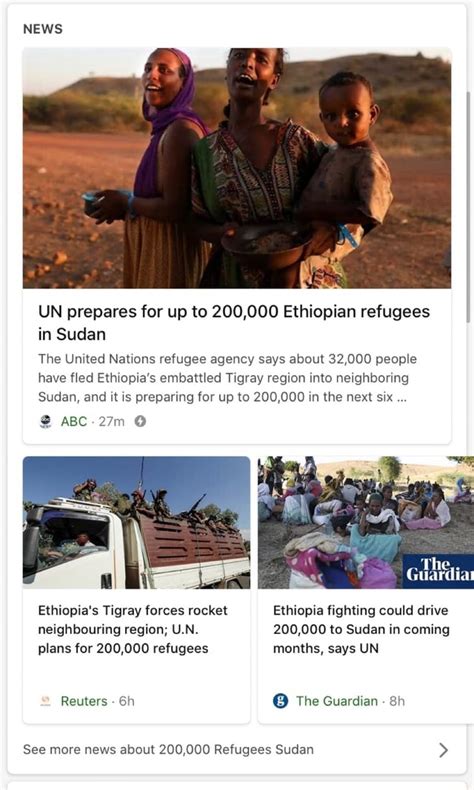 News Un Prepares For Up To 200000 Ethiopian Refugees In Sudan The