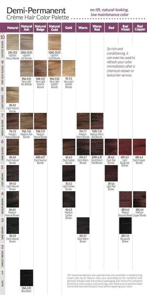 Ion Demi Permanent Color Chart