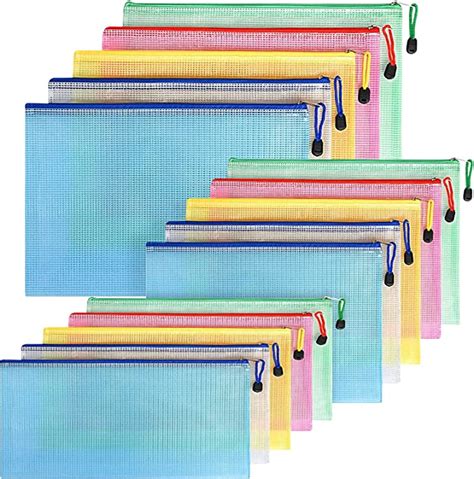 Fyy A4a5a6 Plastic Zip Wallets Folder 15pcs Mesh Zipper Pouch
