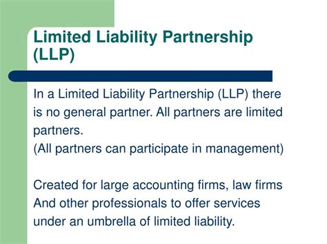 Ppt Limited Partnership Limited Liability Partnership Limited