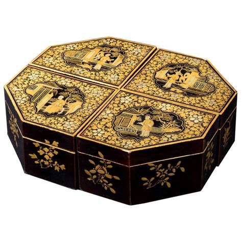 antique 19th century set of four chinoiserie lacquer jewelry boxes at 1stdibs