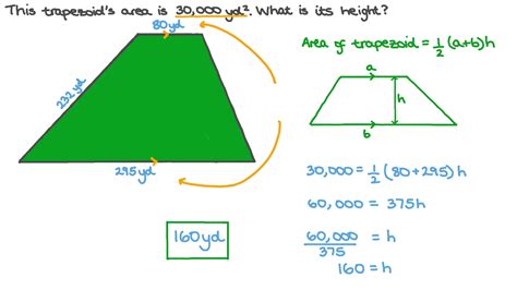 Question Video Finding The Height Of A Trapezoid Given Its Area Nagwa