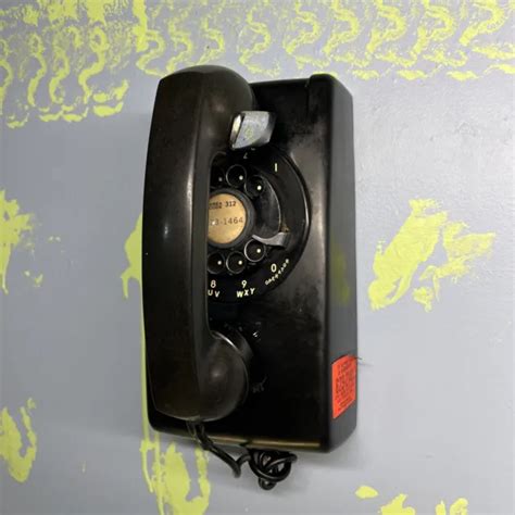 1960s Western Electric Ab 554 Black Rotary Dial Wall Mount Telephone
