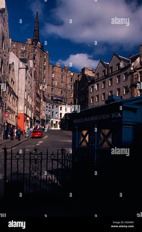 View Of Victoria St From The Grassmarket Edinburgh Scotland Stock