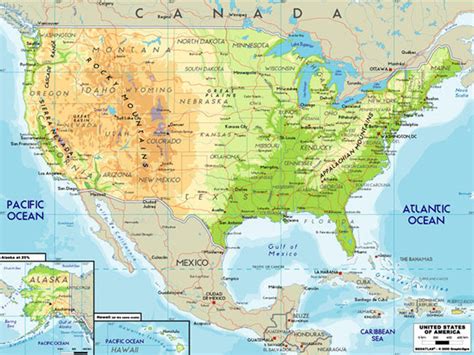 Physical Map Of Usa With Rivers And Mountains