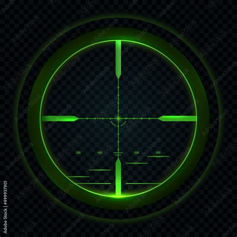 Sniper Scope Night Vision Sight View Target Isolated Vector Crosshair