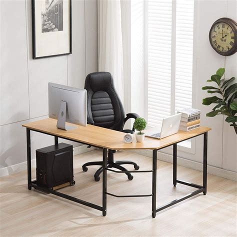 All of the additional open shelving is found on one side of the table. Ktaxon 90° L-Shaped Desk Corner Latop Computer PC Study Office Table Home Workstation Wood ...
