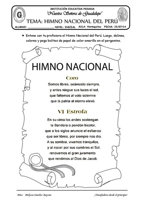 Tema El Himno Nacional Actividades De Rimas Himno Nacional Temas