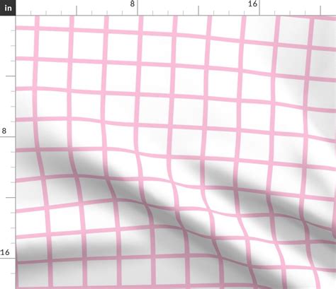 Abstract Modern Pink Grid Fabric Grid Pink On White By Etsy