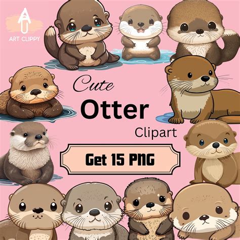 Cute Otter Png Clipart Bundle Etsy