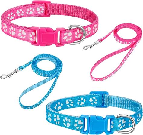 Boumusoe 2 Packs Dog Collar And Leash Set Puppy Collar