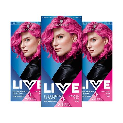 Buy Schwarzkopf Live Ultra Bright Or Pastel Pink Hair Dye Pack 3 Semi Permanent Colour Lasts