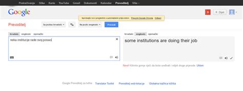 Prevoditelj sa hrvatskog na engleski jezik. Google translator