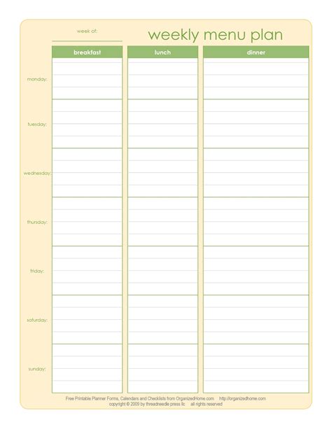 Weekly Meal Planning Templates Template Lab