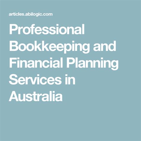 But technology is filling this tremendous market gap and helping the industry engage with more clients. Professional Bookkeeping and Financial Planning Services ...