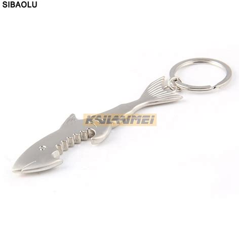 1000pcs Shark Shaped Bottle Opener Keychain Shaped Zinc Alloy Silver