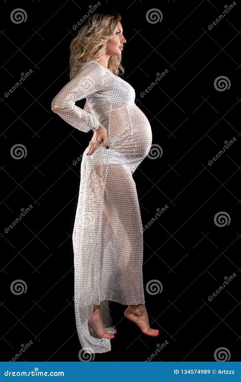 Pregnant Woman In A Transparent Dress Stock Image Image Of Happy