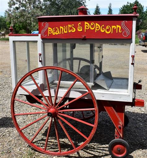 Vintage Handmade Peanut And Popcorn Vendor Wagon