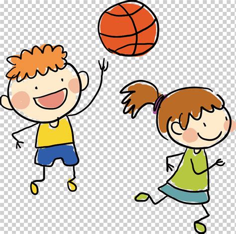 Descarga Gratis Dos Niños Jugando Baloncesto Dibujo Infantil Dessin