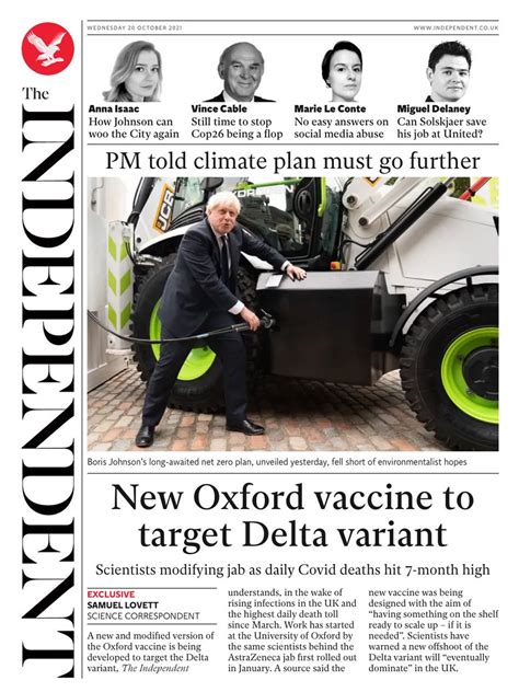 Independent Front Page Th Of October Tomorrow S Papers Today