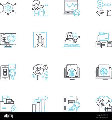 Conjunto De Iconos Lineales De Investigación De Mercado Análisis