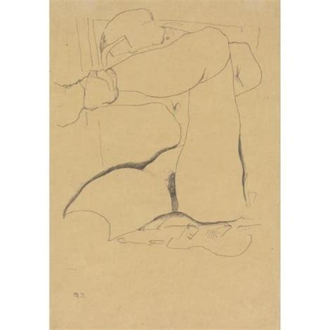 Sitzender Weiblicher Akt Mit Erhobenem Bein Seated Female Nude With Raised Leg Par Egon Schiele