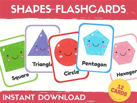 Buy Shapes Flashcards Shapes For Preschool 2d Shapes Flash Cards