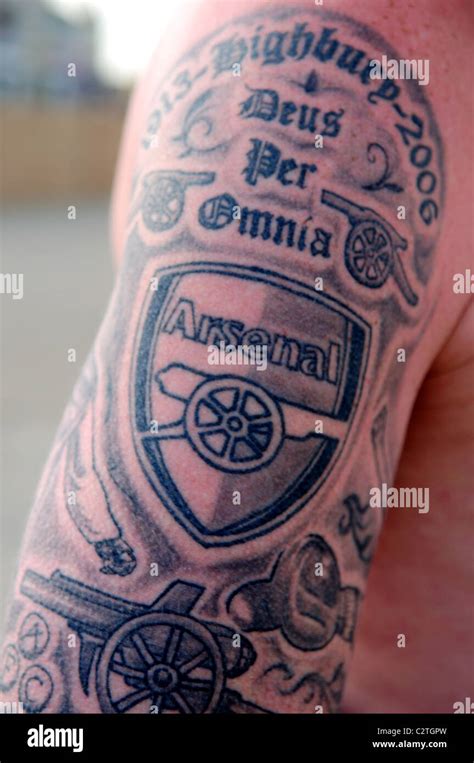Arsenal Fc Tattoos Arsenal Fc Supporter Fan With Tattoo On Arm And