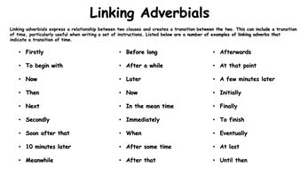 Jon played the guitar surprisingly well. Linking adverbials (Time) word mat | Teaching Resources