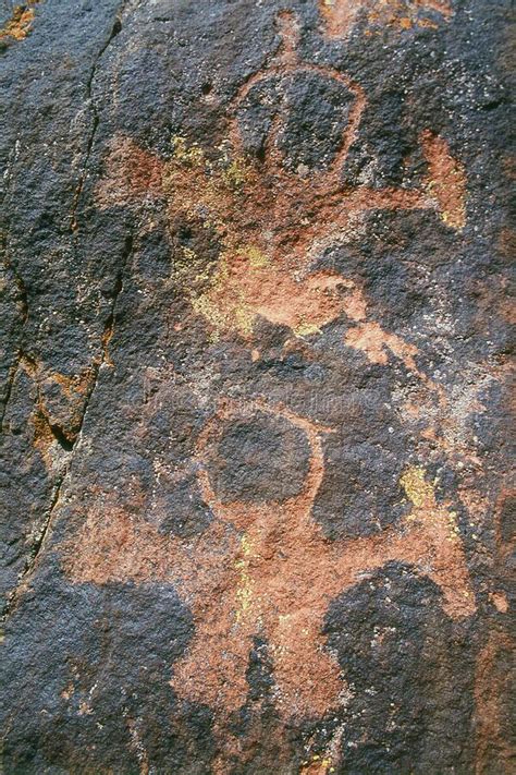 Aboriginal Petroglyphs Of An Emu On Rock In Burrup Peninsula Near