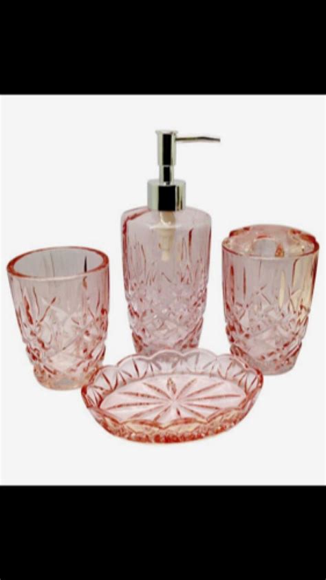 Pink Clear Glass Bathroom Accessories Soap Pink Bathroom Accessories
