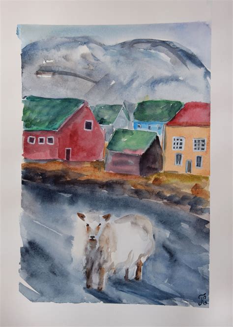 Iceland Sheep Original Watercolor Painting Icelandic Etsy Painting