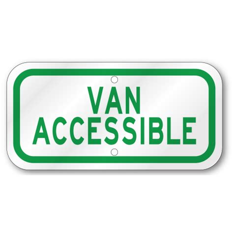 Van Accessible Green Placard Sign Outdoor Reflective Aluminum 80 Mil