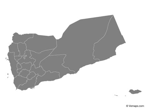 Grey Map of Yemen with Governorates | Map vector, Vector ...