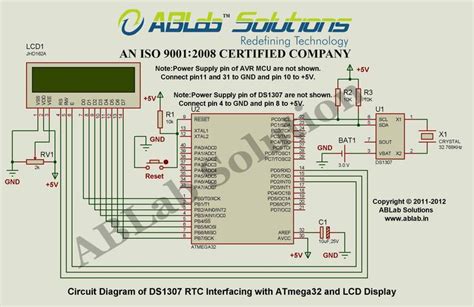 Ds1307 Rtc Interfacing With Avr Atmega32 Microcontroller And Lcd