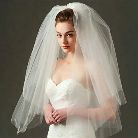 Bridal Ribbon Edge Wedding Hair Accessories Veils White Ivory Color Multi Layers 70cm Short Veil