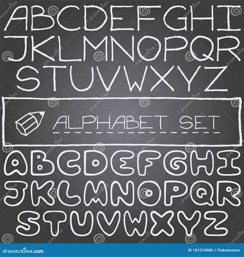 Hand Drawn Set On Letters 2 Full Alphabets Stock Vector Illustration