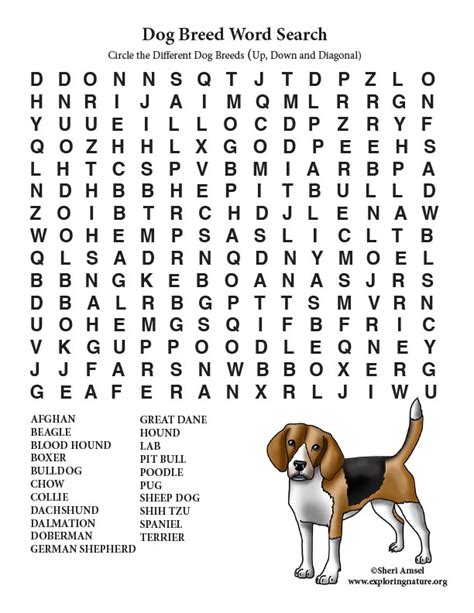 Printable Word Search Dog Breeds